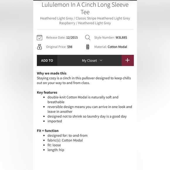 Lululemon In A Cinch Long Sleeve Tee - Picture 4 of 11